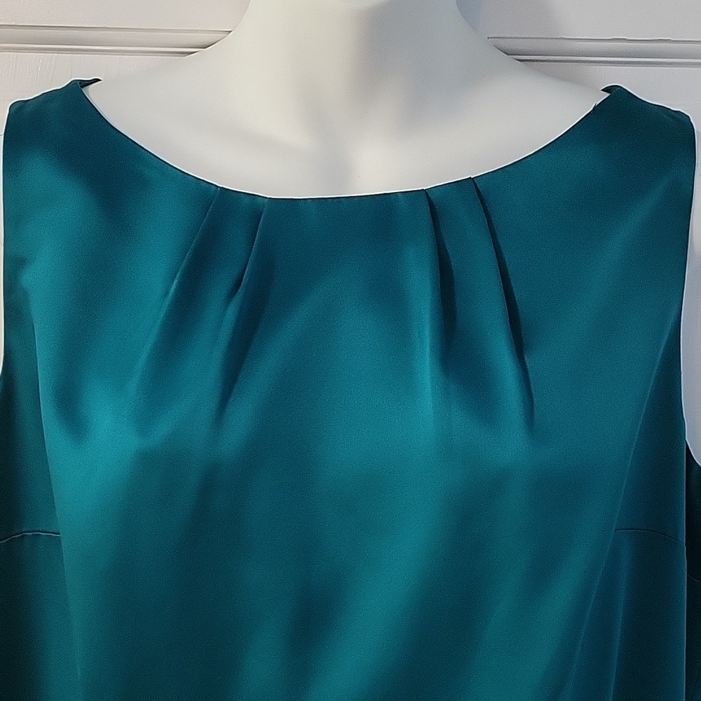 Ann Taylor Teal Sleeveless Belted Sheath Dress - Picture 4 of 13